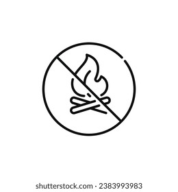 No fire line icon symbol isolated on white background
