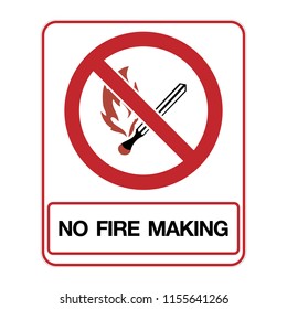 No fire making. No fire, white on background vector illustration.