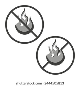 No hay símbolos de fuego ni de prohibición de llamas. Señales de seguridad no inflamables. Ilustración vectorial. EPS 10.