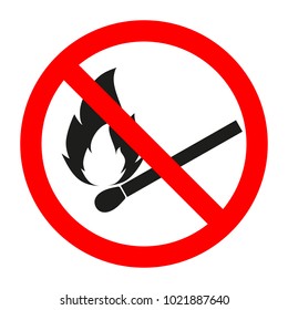 No Fire, No Open Flame Sign. Vector Illustration