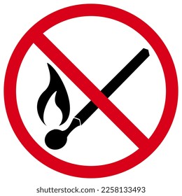 Kein Feuer oder offenes Flammenzeichen, rotes Untersagungszeichen