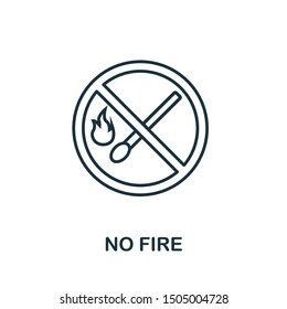 No Fire outline icon. Thin line concept element from fire safety icons collection. Creative No Fire icon for mobile apps and web usage.