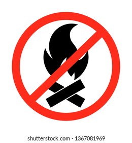 No fire prohibition symbol isolated on white background.