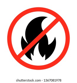 No fire prohibition vector sign on white background.