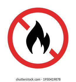 No Fire Red Sign. Flame Not Allowed. Flammable Symbol.