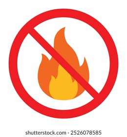 No fire red sign. Flame not allowed. Flammable symbol.