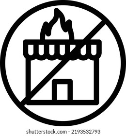 no fire shop Vector illustration on a transparent background.Premium quality symbols.Thin line vector icon for concept and graphic design.