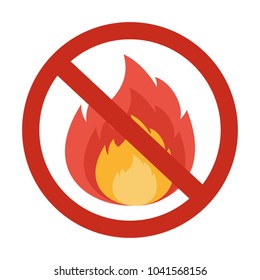No fire sigh. Flat vector cartoon illustration. Objects isolated on white background.
