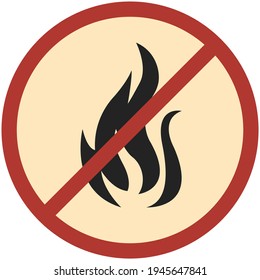 Kein Feuerzeichen mit gekreuztem Flammensymbol einzeln auf Weiß
