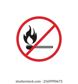 No fire sign flat line symbol set.