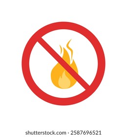 No fire sign icon in flat style. Danger symbol vector illustration on white isolated background.