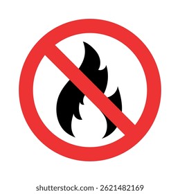 No fire sign icon symbol, No flame sign icon.flat style vector illustration editable isolated design. Оn white isolated background