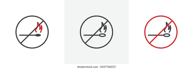 No Fire Sign Isolated Line Icon Style Design. Simple Vector Illustration
