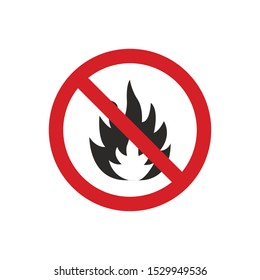 No Fire Sign Isolated On White Background. Forbidden Symbol Simple, Flat Vector, Icon You Can Use Your Website Design, Mobile App Or Industrial Design. Vector Illustration