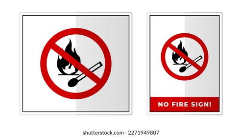 No fire Sign Label Symbol Icon Vector Illustration