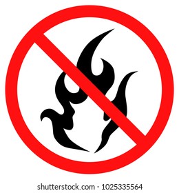 No Fire sign. Prohibition open flame symbol