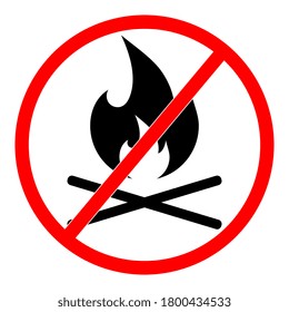 No Fire sign. Prohibition open flame symbol.
