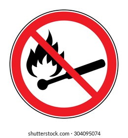 No Fire Sign. Prohibition Open Flame Symbol. Red Icon On White Background. Vector