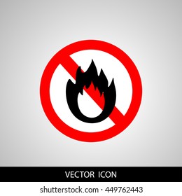 No Fire sign. Prohibition open flame symbol.