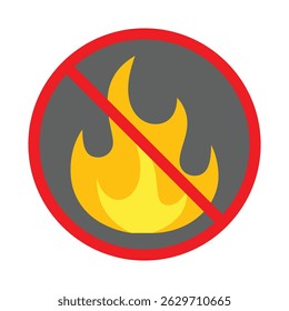 No fire sign with red circle and slash on a white background