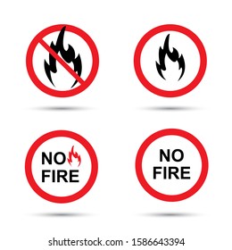 No fire sign set. Vector illustration isolated on white