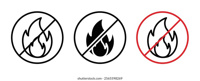 No fire sign vector in black and red colors