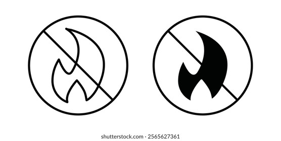 No fire sign vector in black and red colors