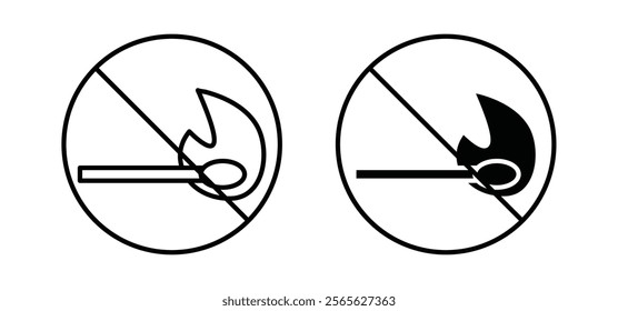 No fire sign vector in black and red colors