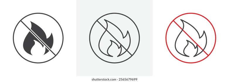 No fire sign vector in black and colored versions