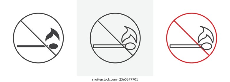 No fire sign vector in black and colored versions