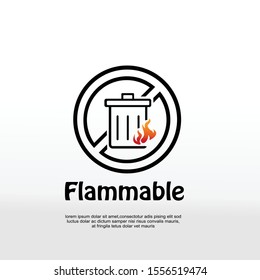 no fire sign, Vector illustration of burning flaming trash can 