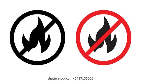 Conjunto de ilustración vectorial de signo de fuego. Señal de peligro de incendio adecuado para aplicaciones y sitios web estilo de diseño de UI.