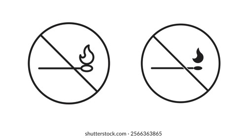 No fire sign vector in line stroke and flat versions