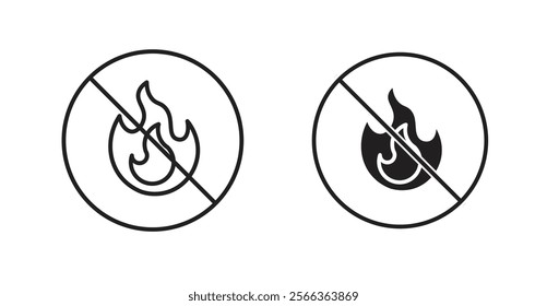 No fire sign vector in line stroke and flat versions