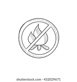 No Fire Sign Vector Sketch Icon Isolated On Background. Hand Drawn No Fire Sign Icon. No Fire Sign Sketch Icon For Infographic, Website Or App.