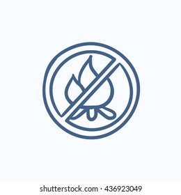 No fire sign vector sketch icon isolated on background. Hand drawn No fire sign icon. No fire sign sketch icon for infographic, website or app.