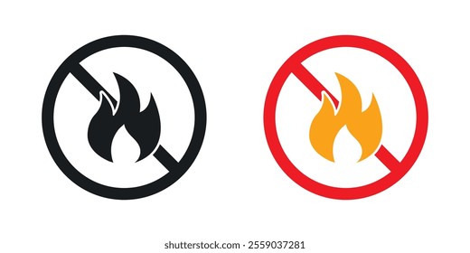 No fire sign vectors in black and colored version