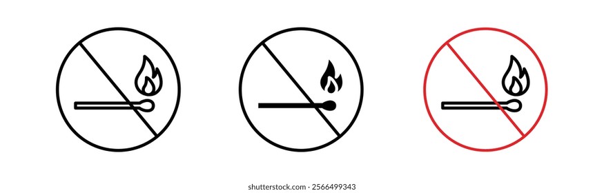 No fire signs flat and linear vector illustration on white background.