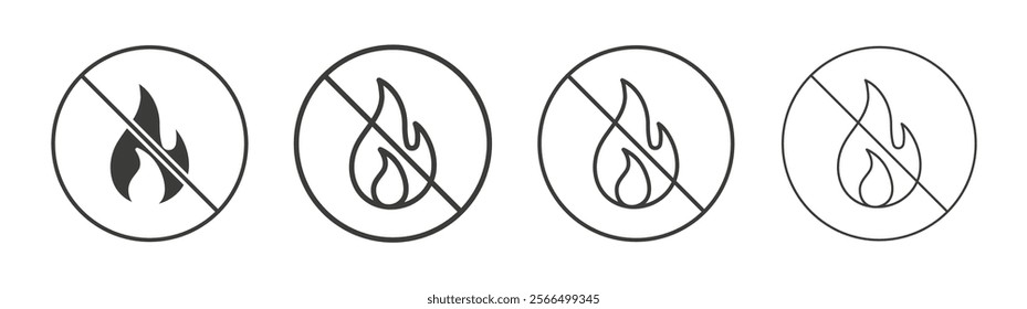 No fire signs flat and linear vector illustration on white background.