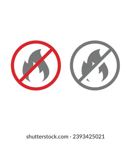 No fire vector red prohibition sign. No open flames, forbidden warning sign.