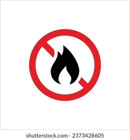 No fire vector sign. Flame not allowed. Flammable symbol. No flame sign icon