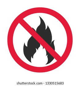 No Fire Vector Sign icon symbol, No flame sign icon.Forbidden fire vector icon, warning flammable sign, attention flammable fire, forewarning danger. 