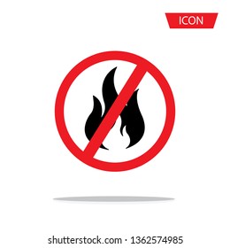 No Fire Vector Sign icon isolated on white background.
