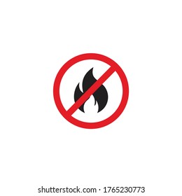 No Fire Vector Sign Icon Symbol, No Flame Sign Icon