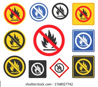 No Fire Vector Sign icon. No flame sign icon symbol. Vector illustration image. Isolated on white background.