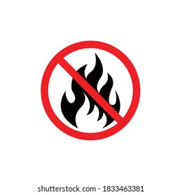 No Fire Vector Sign icon symbol, No flame sign icon