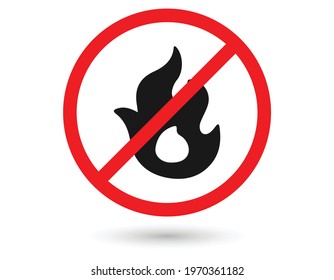 No Fire Vector Sign icon symbol, No flame sign icon