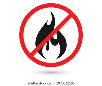 No Fire Vector Sign icon symbol, No flame sign icon