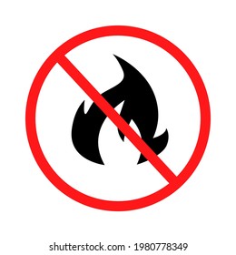 No hay símbolo del icono de la señal del vector de fuego en el fondo blanco.