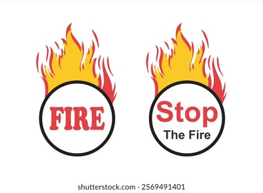 No Fire Vector Sign icon symbol, No flame sign icon, stop fire, Fire flame icon. Flame isolated on white background. Fire flame silhouette. Simple icon.